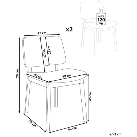 Set Di 2 Sedie Da Pranzo Blane Legno Di Caucciù Beige - Foto 8