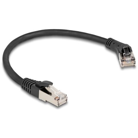 Cavo di rete RJ45 Cat. 8.1 S /FTP maschio da 45° angolato a destra per maschio diritto fino a 40 Gbps 0,25 m nero - Foto 1