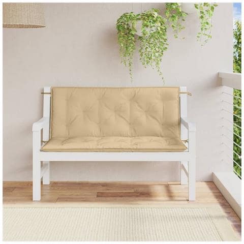 Cuscini Panca Giardino 2pz Beige Mélange 120x50x7 Cm In Tessuto - Foto 3
