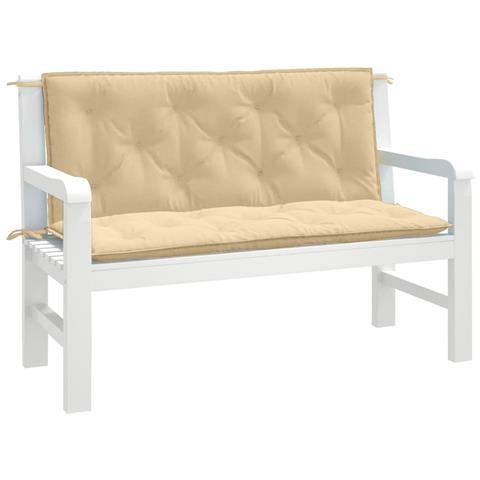 Cuscini Panca Giardino 2pz Beige Mélange 120x50x7 Cm In Tessuto - Foto 1