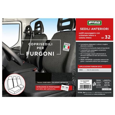 Coprisedili Per Furgoni Tg. Sp32 Seduta Intera Tess. Misto Cotone Nero - Foto 3