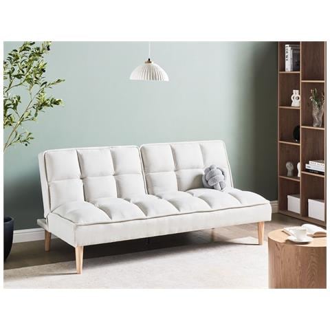 Divano Letto 3 Posti Siljan Tessuto Bianco Sporco - Foto 1