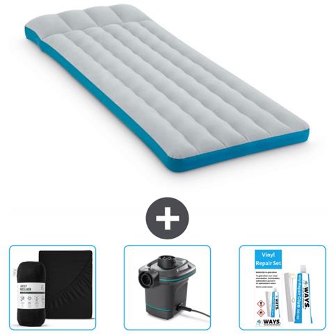 Set Materassino Gonfiabile - 189x72x20 Cm - Blu - Include Accessori Coordinati Cb8 - Foto 1