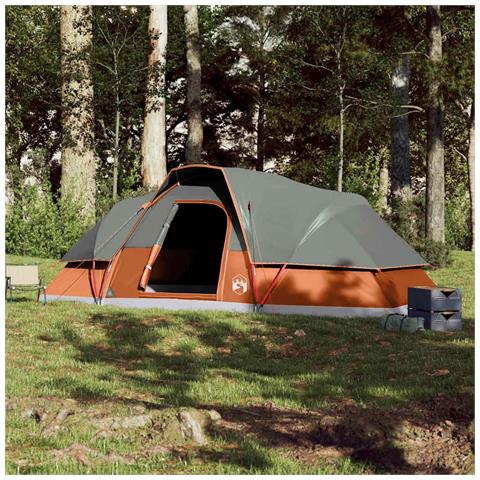 Tenda Familiare a Cupola 9 Persone Arancione Impermeabile - Foto 2