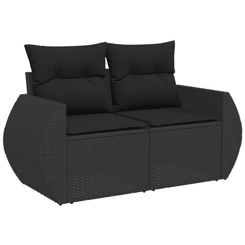 Divano da Giardino con Cuscini a 2 Posti Nero in Polyrattan - Foto 1