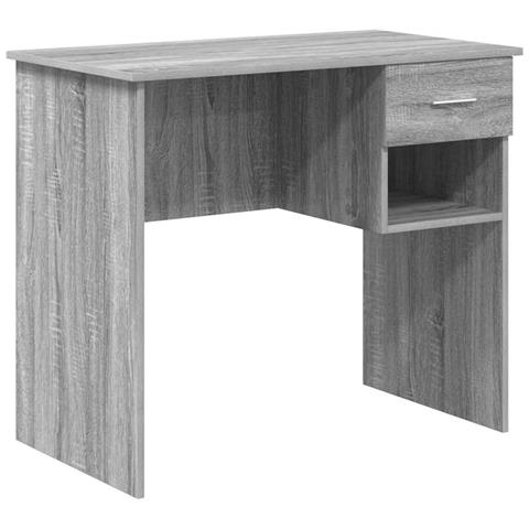 Scrivania con spazio di archiviazione Grigio Sonoma 90x49.5x75 cm Legno ingegnerizzato - Foto 1