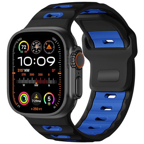 Elegante Cinturino In Silicone Per Apple Watch Serie 1-10 Black+blue - Foto 1