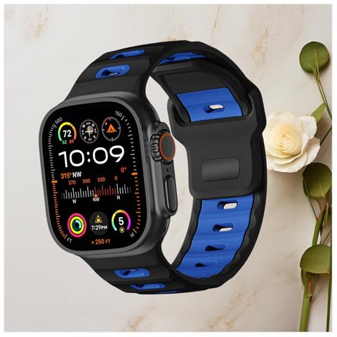 Elegante Cinturino In Silicone Per Apple Watch Serie 1-10 Black+blue - Foto 3
