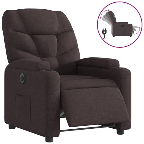Poltrona Elettrica Reclinabile Marrone Scuro in Tessuto - Foto 1