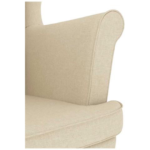 Poltrona con Poggiapiedi Crema in Tessuto - Foto 9