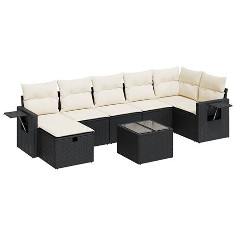 Set Divani da Giardino con Cuscini 8 pz Nero in Polyrattan - Foto 1