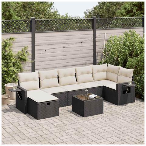 Set Divani da Giardino con Cuscini 8 pz Nero in Polyrattan - Foto 2