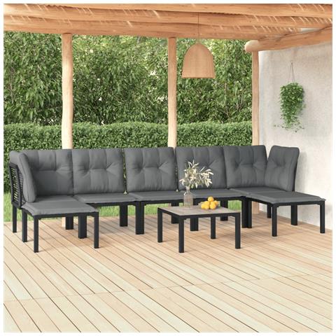 Set Salotto da Giardino 8 pz Nero e Grigio in Polyrattan - Foto 2