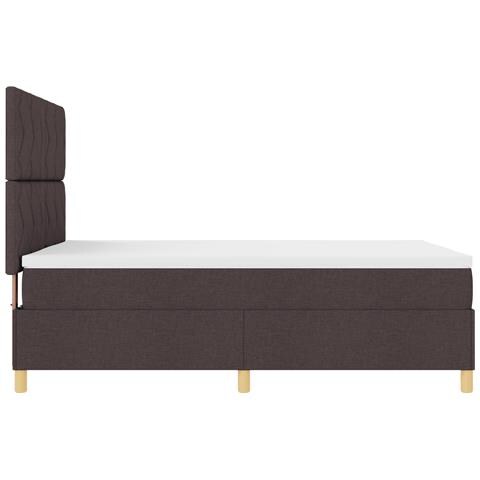 Letto con rete a molle con materasso marrone scuro 140x200 cm tessuto - Foto 9