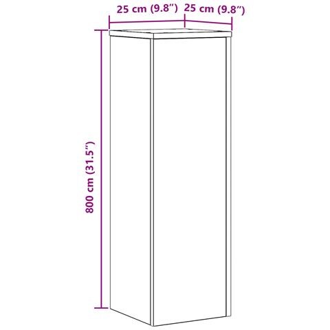 Portapiante 2 pezzi in rovere nero 25x25x80 cm in legno ingegnerizzato - Foto 9