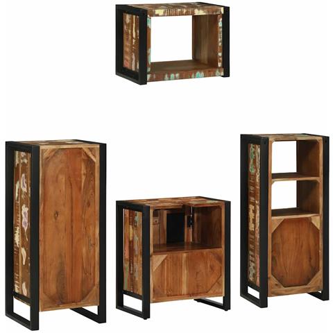 Set di mobili per il bagno 4 pcs Legno massello riciclato - Foto 9