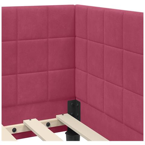 Cornice del letto ad angolo Rosso vino 90 x 190 cm Velluto - Foto 9