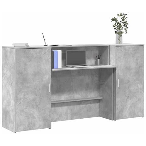 Banco Reception Grigio Cemento 200x50x103,5cm Legno Multistrato - Foto 2