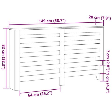 Copertura per radiatori Rovere Nero 149 x 20 x 82 cm - Foto 8