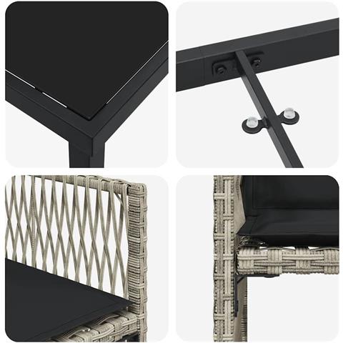 Set da Pranzo per Giardino 5 pcs Grigio chiaro polyrattan - Foto 9