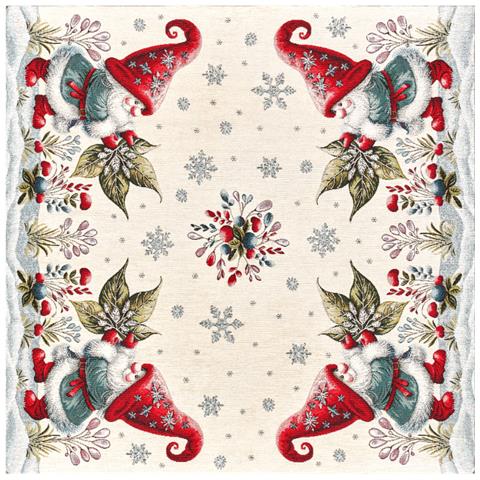 Tovaglia Centrotavola Centrino Tavolo Fantasie Natalizie Cinigliato Piazzato Made Italy 90x90 Elfo Foglia - Foto 1