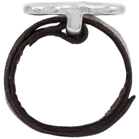 Anello In Pelle Nera Con Fibbia A Forma Di Cuore Placcata In Argento 925 - Foto 4