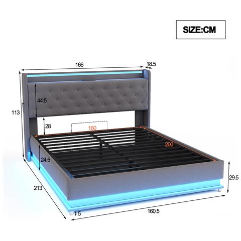 Letto Con Luci Led Multicolore, Usb E Contenitore Idraulico - Foto 3