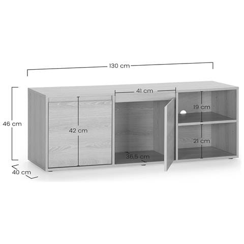 Mobile Tv Tori 2 Ante 2 Fori, Colore Rovere, 130 Cm - Foto 8