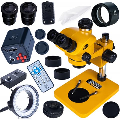 Mikroscopio Trinoculare 7-50x Con Fotocamera 16mp 4k Hdmi + Lente Barlow 0.5x + Illuminatore Led 56x | Set Professionale Per Ispezione Elettronica - Foto 1