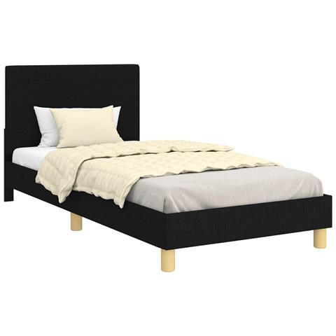 Struttura letto bambini con testata Nero 80 x 200 cm Tessuto - Foto 1
