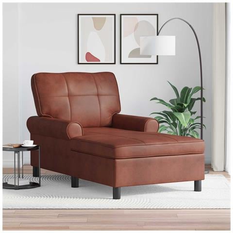 Chaise Lounge Marrone Lucido 91 x 157 x 91 cm Pelle Sintetica - Foto 2