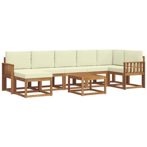 Set di divani da esterno con cuscino 8 pcs Naturale e Crema - Foto 1
