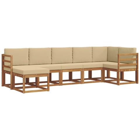Set di divani da esterno con cuscino 7 pcs Naturale e Beige - Foto 1