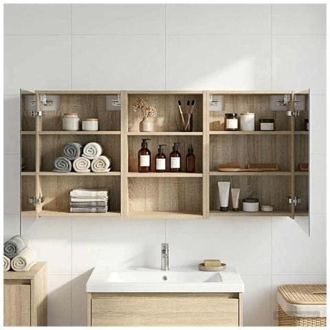 Set di Armadi da Bagno con lo scaffale 3 pcs 126 x 16 x 62.5 cm - Foto 2