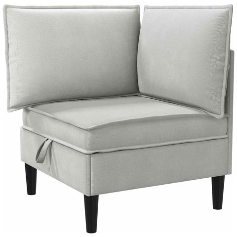 Divano Angolare con Storage Grigio chiaro Velluto - Foto 1