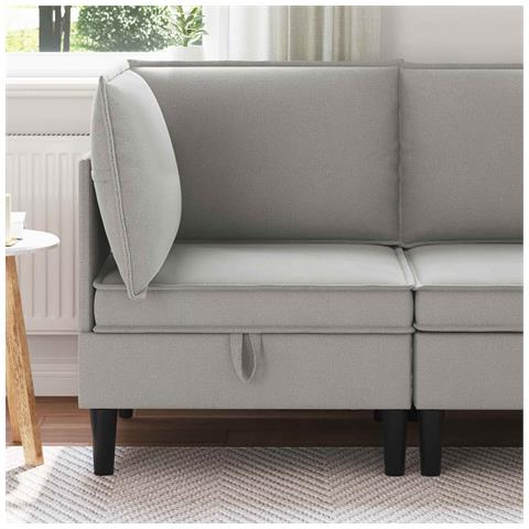 Divano Angolare con Storage Grigio chiaro Velluto - Foto 2