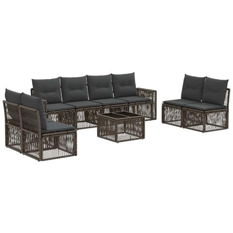 Set Divano da Giardino 9 pcs Grigio e Grigio Scuro polyrattan - Foto 1