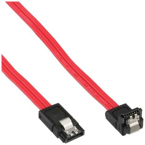 cavo sata 7pin l-form a sata 7pin l-form, max 6gbs, piatto, chiusura a scatto, connettore a 90 gradi, rosso, 0,5m - Foto 1