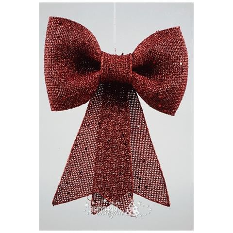 Fiocco di Natale con Glitter 13 x 14 cm Colore Rosso - Foto 1