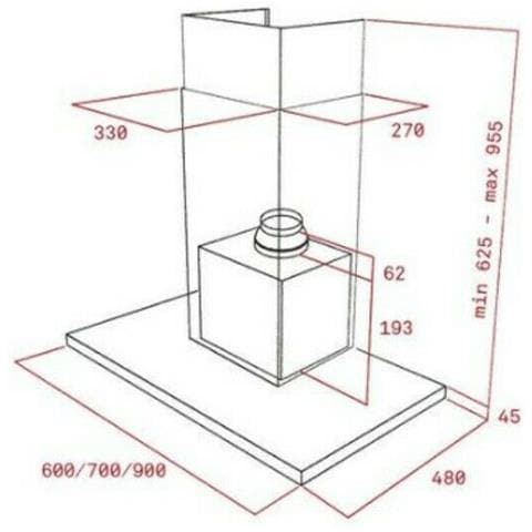 Cappa a Parete DSJ 950 Aspirante da 90 cm Colore Acciaio Inossidabile - Foto 4