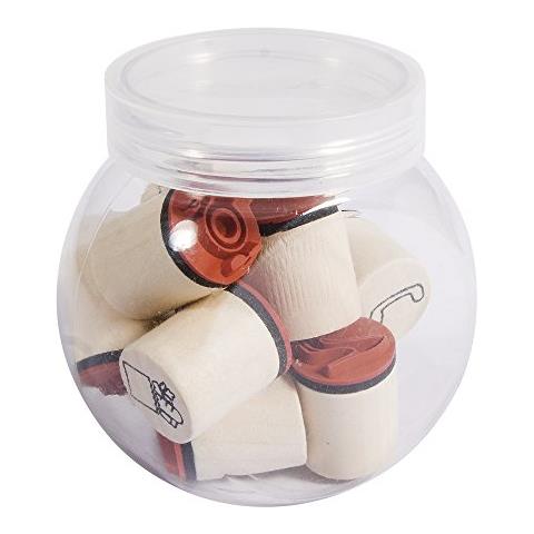 Mini Holzstempel-set Plan, 2cm, 2, 5cm, Box 10stück Timbro Di Legno Piano, Marrone, 7 X 5.5 X 8 Cm, 4 Unità - Foto 1