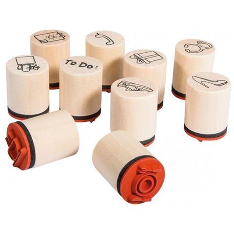 Mini Holzstempel-set Plan, 2cm, 2, 5cm, Box 10stück Timbro Di Legno Piano, Marrone, 7 X 5.5 X 8 Cm, 4 Unità - Foto 5