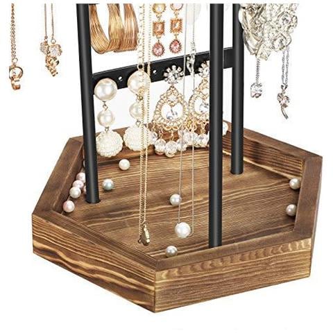 Gioielli Supporto Del Banco Metallo E Legno Gioielli Albero Per Le Collane Bracciali Orecchini Borchie Anelli Idea Regalo Jjs03cb Nero - Foto 2