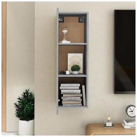 Mobile Porta TV Grigio Cemento 30,5x30x90 cm Legno Multistrato - Foto 10