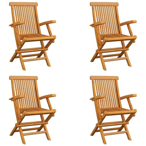 Sedie da Giardino Pieghevoli 4 pz in Legno Massello di Teak - Foto 1
