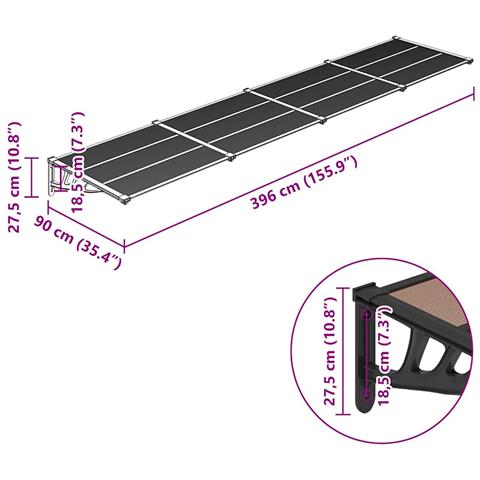 Tettoia per Porta Nera 396x90 cm in Policarbonato - Foto 6