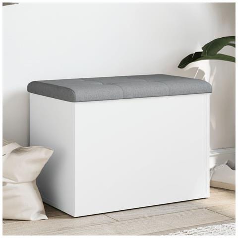 Panca Portaoggetti Bianca 62x42x45 cm in Legno Multistrato - Foto 1