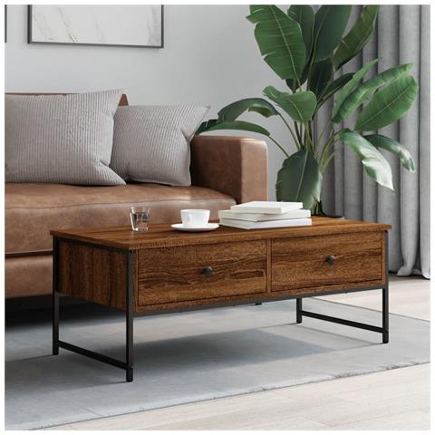 Tavolino Salotto Rovere Marrone 101x49x39,5cm Legno Multistrato - Foto 3