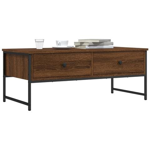 Tavolino Salotto Rovere Marrone 101x49x39,5cm Legno Multistrato - Foto 1