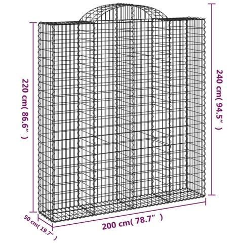 Cesto Gabbione Ad Arco 200x50x220/240 Cm Ferro Zincato - Foto 4
